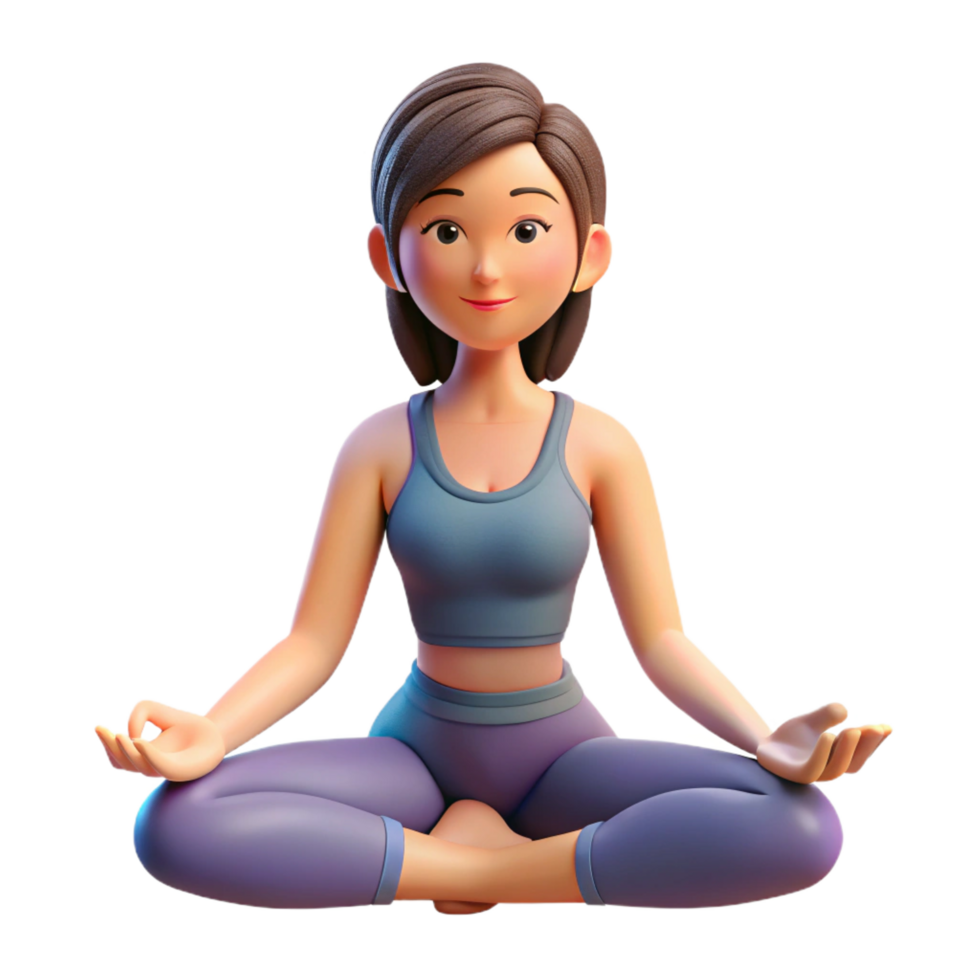 impressive calm artistic Woman in yoga pose, athletic wear, calm expression, with Transparent Background authentic png