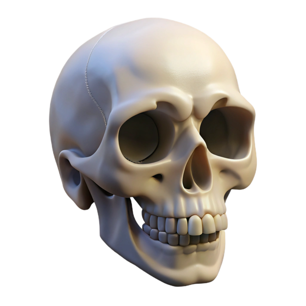 impressive tropical Photorealistic, isolated cutout of a single human skull, anatomical details, professional render with Transparent Background ultra HD png