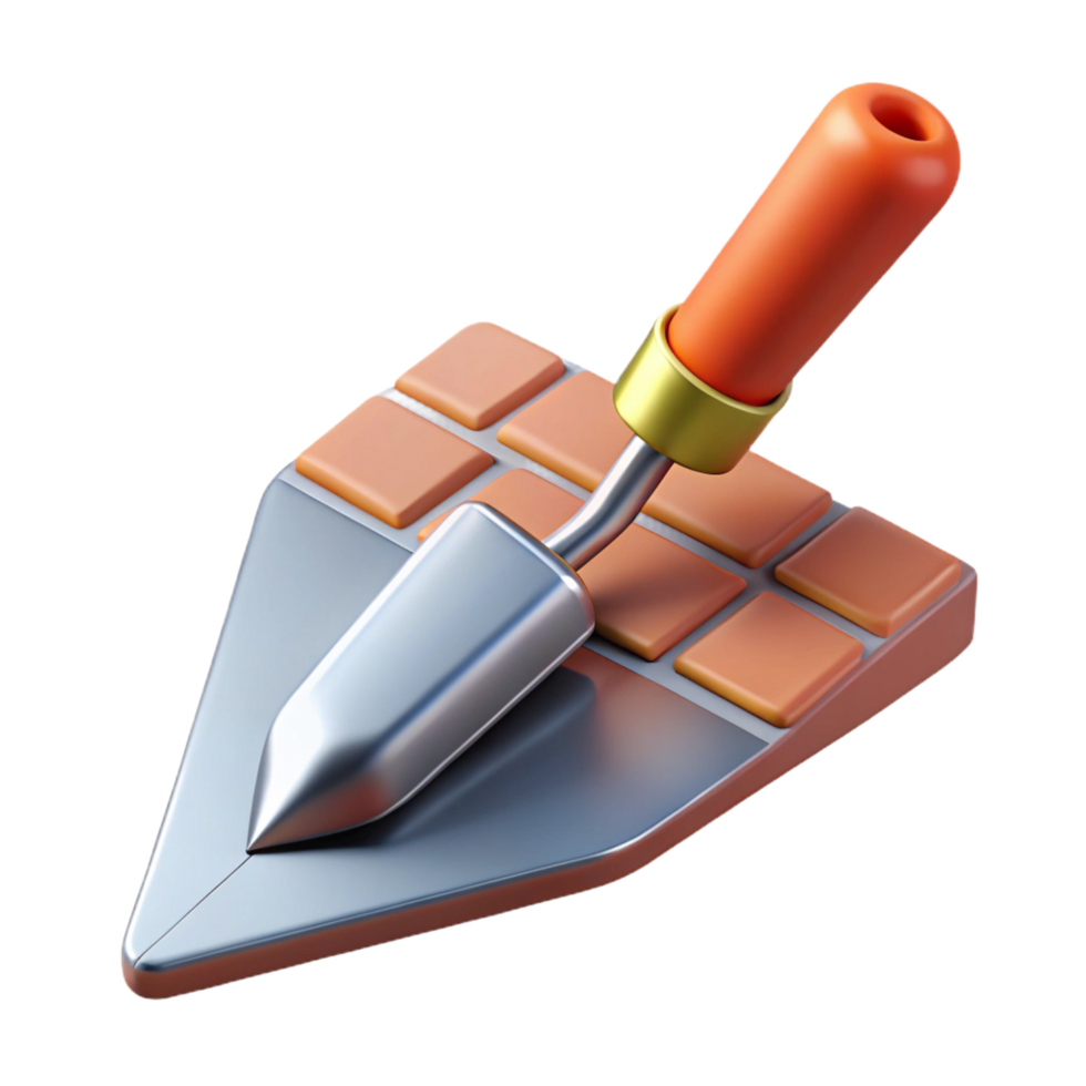 gorgeous celebrated Concept art style, isolated cutout of a single, bricklaying trowel, metal with Transparent Background png