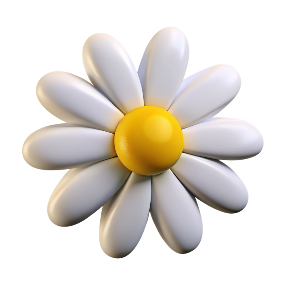 iconic nordic Single daisy flower, white petals with Transparent Background detailed png