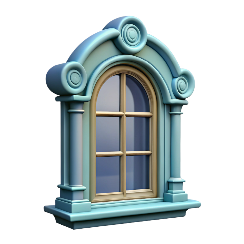 immaculate tranquil futuristic Victorian window frame detail with Transparent Background precision png