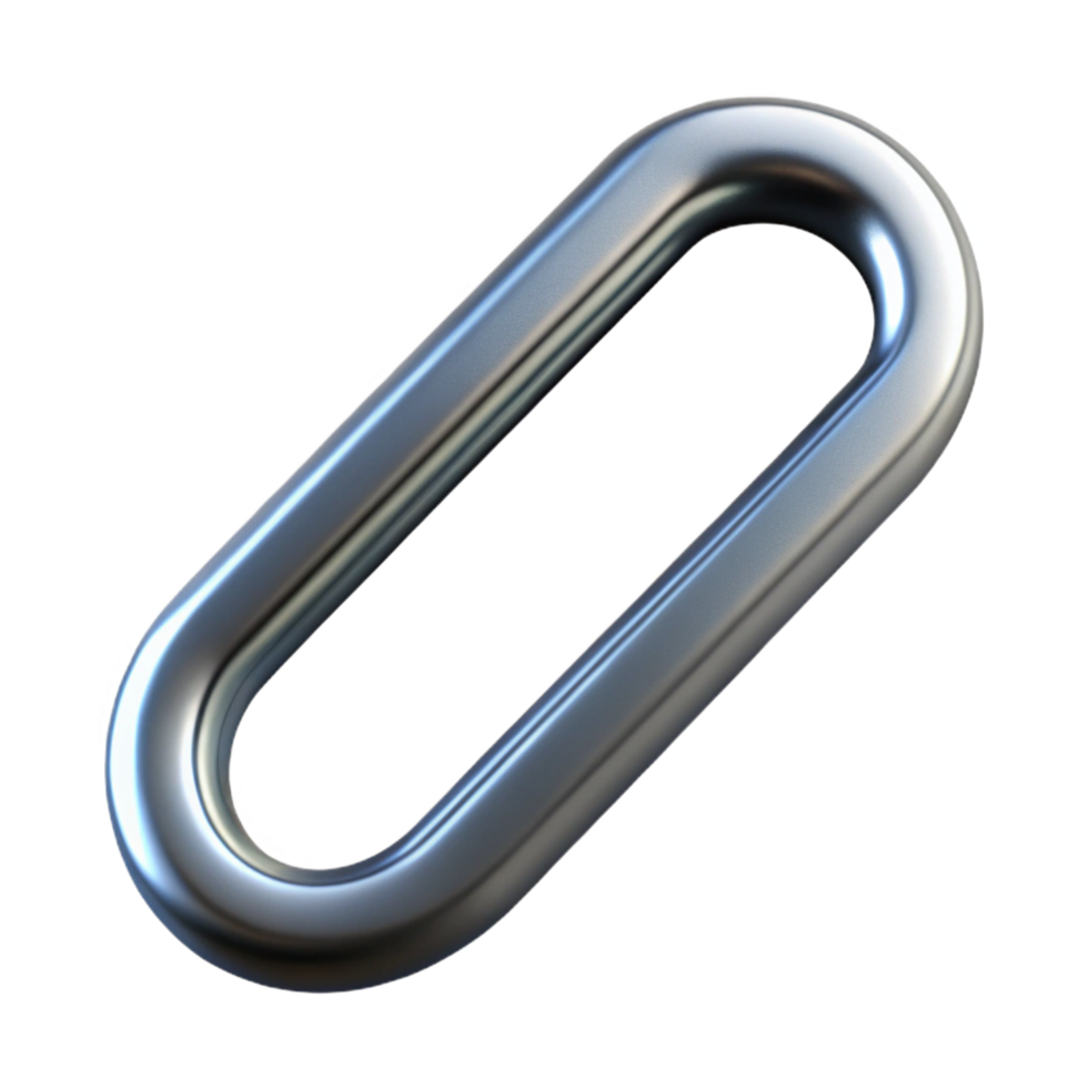 iconic traditional Concept art style, isolated cutout of a single, stainless steel paperclip Hyper-specific, professional render with Transparent Background premium png