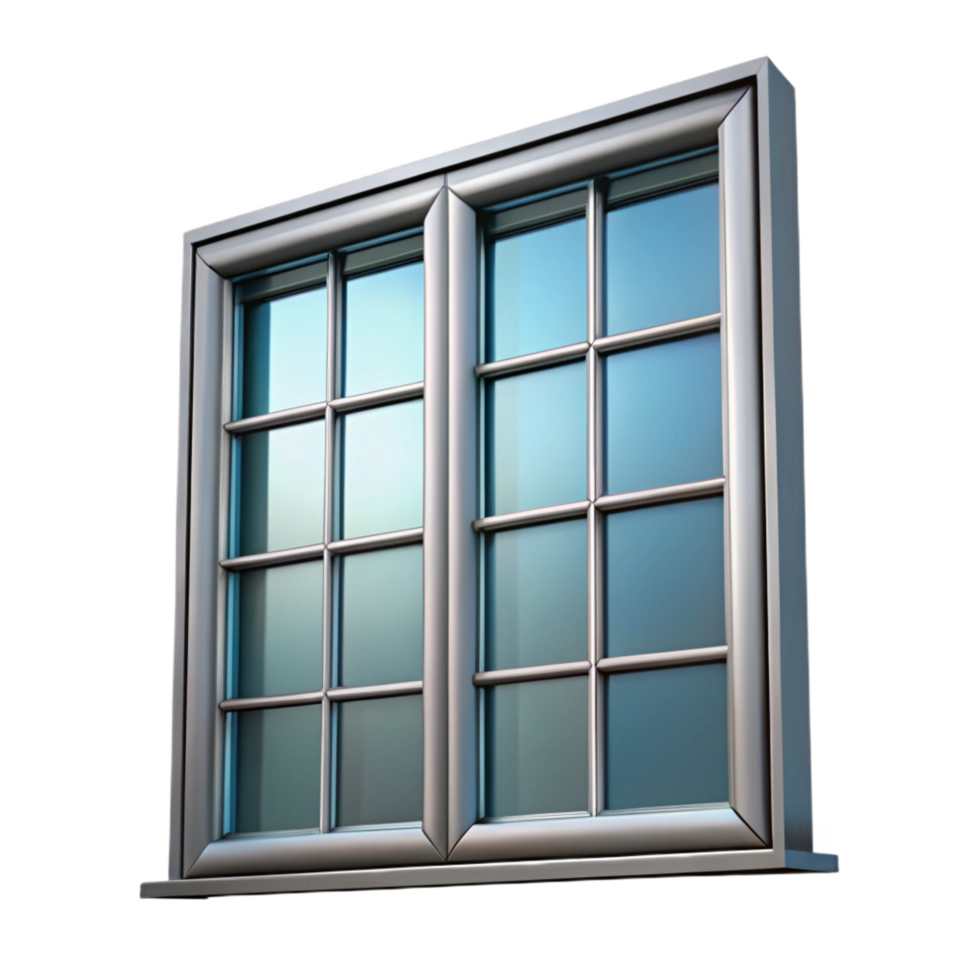 gorgeous memorable Steel framed window with multiple panes, with Transparent Background png