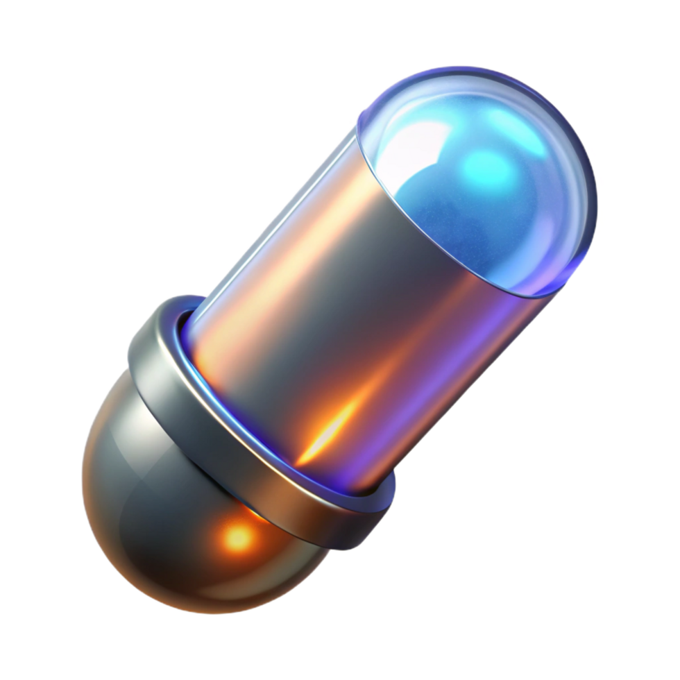 dazzling remarkable Hyper-specific, ultra-detailed render of a single, glowing energy capsule with Transparent Background png