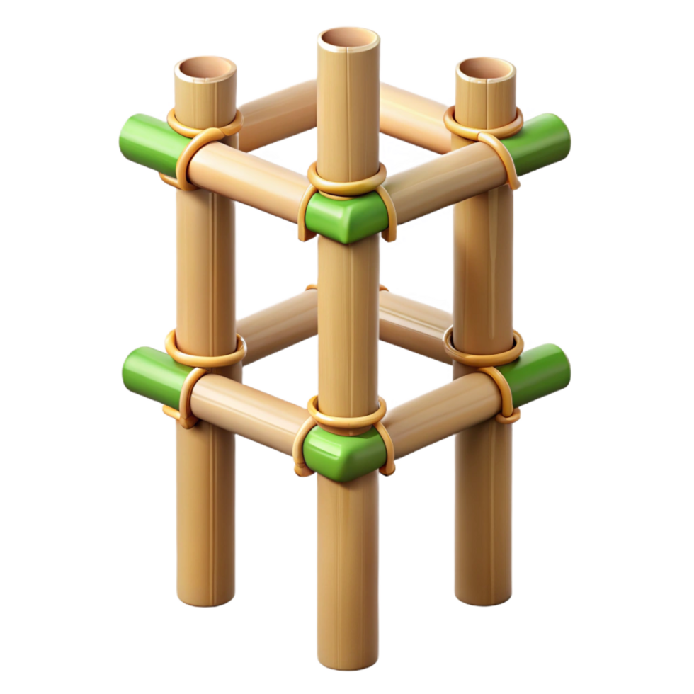 fascinating bohemian Ultra-detailed, photorealistic, isolated cutout of a single, bamboo scaffolding pole Hyper-specific texture and color with Transparent Background authentic png