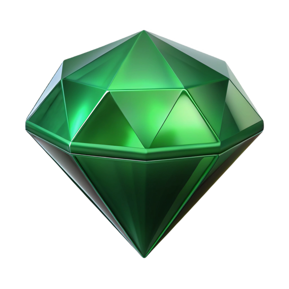 reflective serene A single, polished gemstone emerald, with Transparent Background precision png