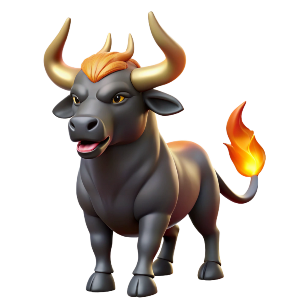 harmonious impressive Cretan Bull, Heracles' seventh labor, fire-breathing bull, with Transparent Background premium png