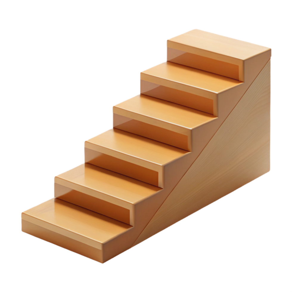 impressive industrial Hyper-specific, professional render of a single, floating staircase step, wood with Transparent Background 4K png