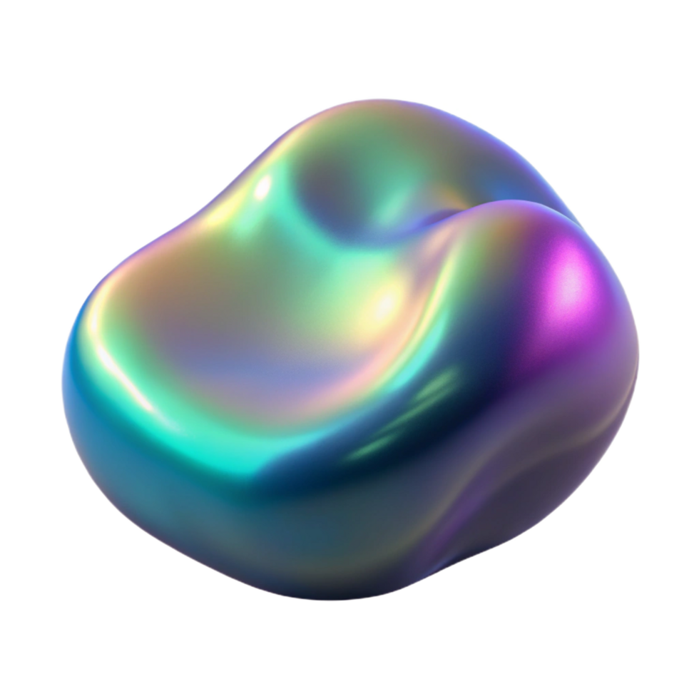 hypnotic nordic Photorealistic ultra-detailed isolated cutout of a single iridescent morphing amorphous blob, hyper-specific, professional render with Transparent Background expertly shot png