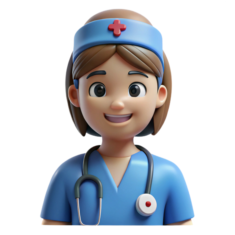 calm serene Nurse in scrubs with Transparent Background exclusive png