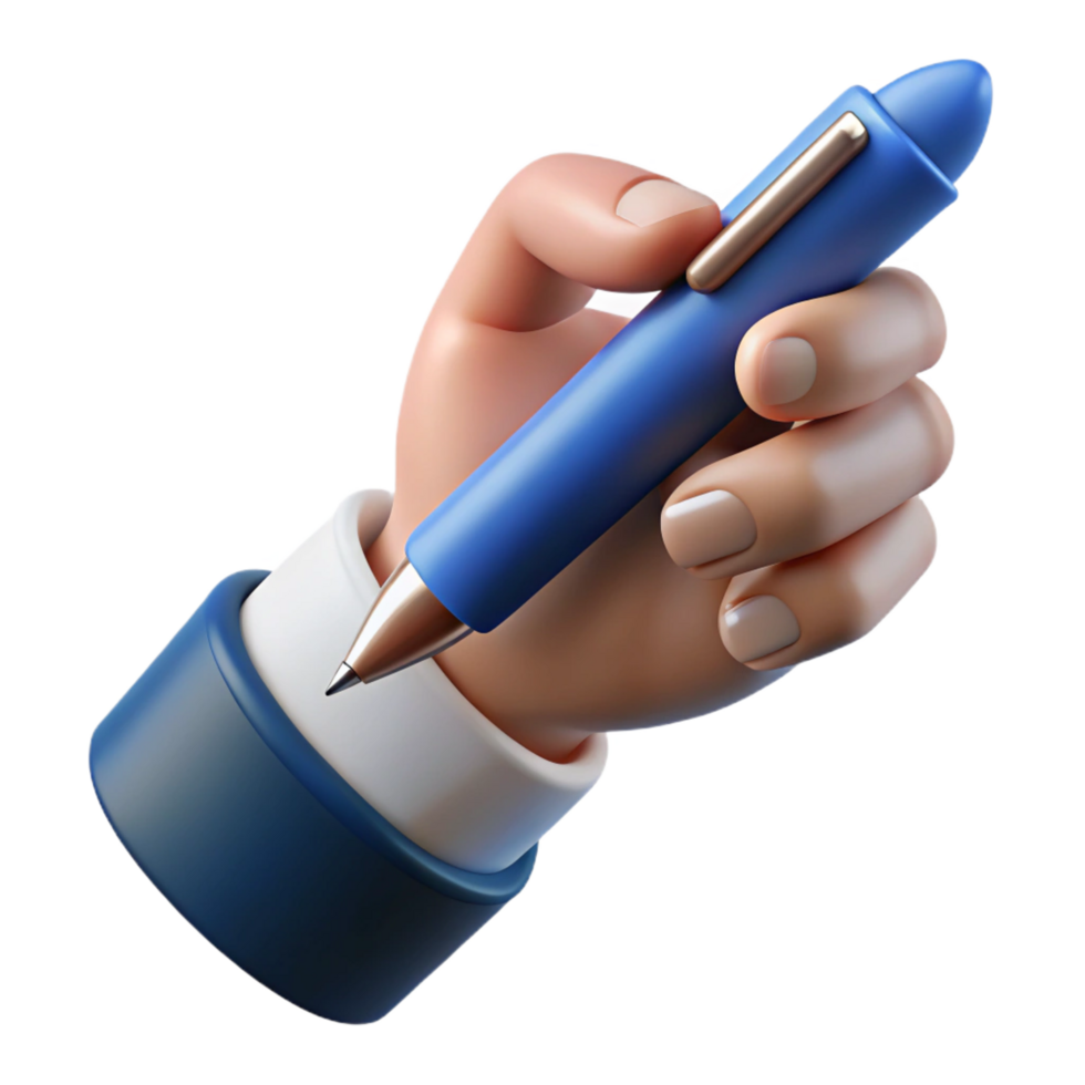 majestic coastal Ultra-detailed, professional render of a human hand holding a single pen Isolated cutout with Transparent Background original png