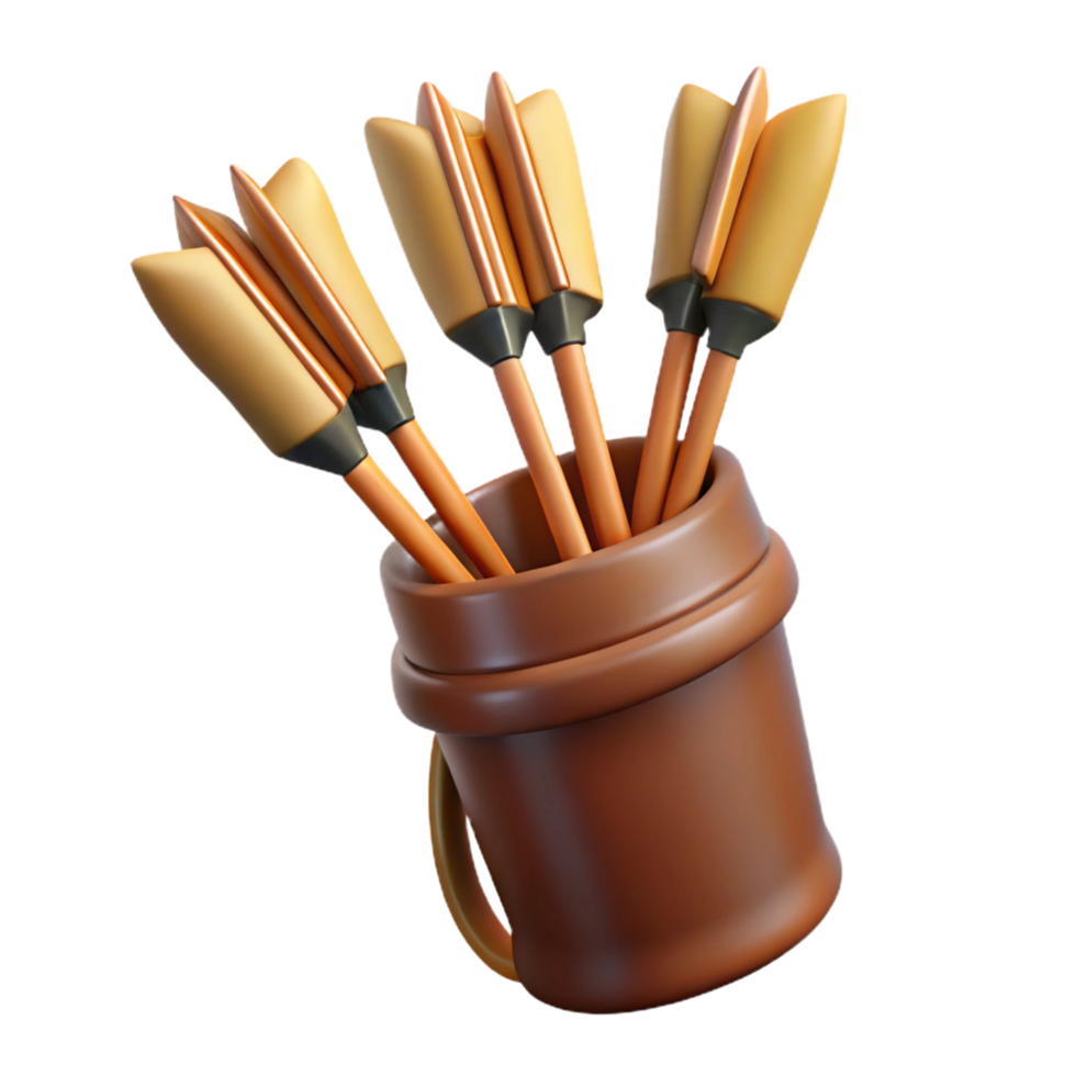 serene retro A quiver full of arrows with fletched feathers, with Transparent Background refined png