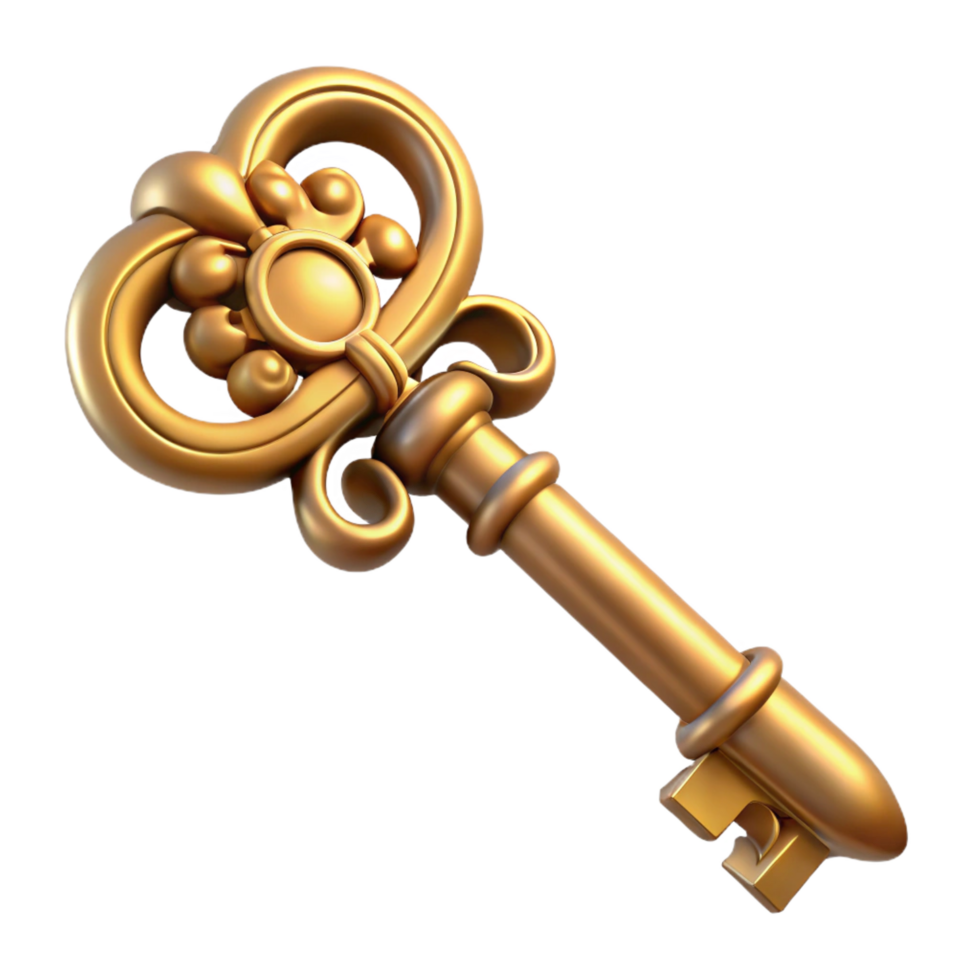 dramatic rustic A vintage key with ornate details with Transparent Background gallery standard png
