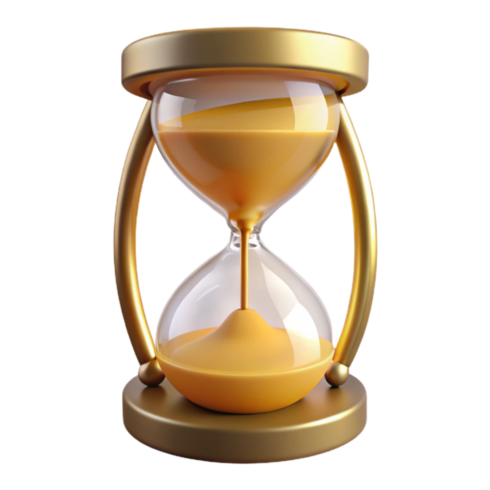 gorgeous distinctive An hourglass filled with golden sand with Transparent Background png