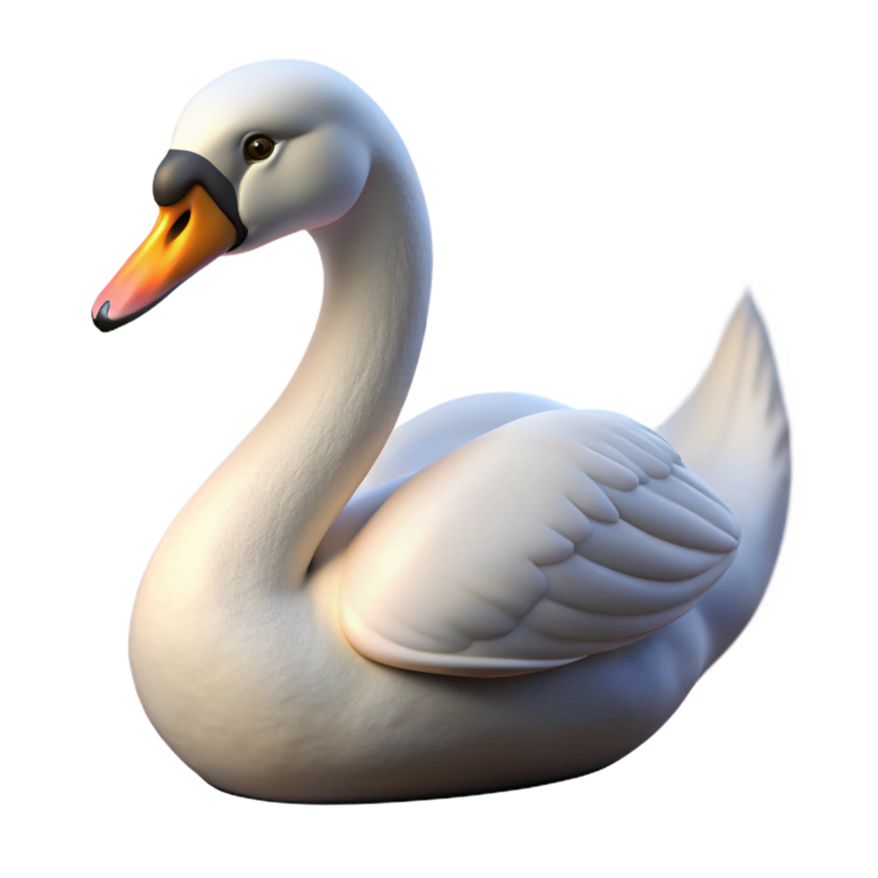 extraordinary nostalgic retro Swan, Mute Swan, graceful, curved neck with Transparent Background premium png