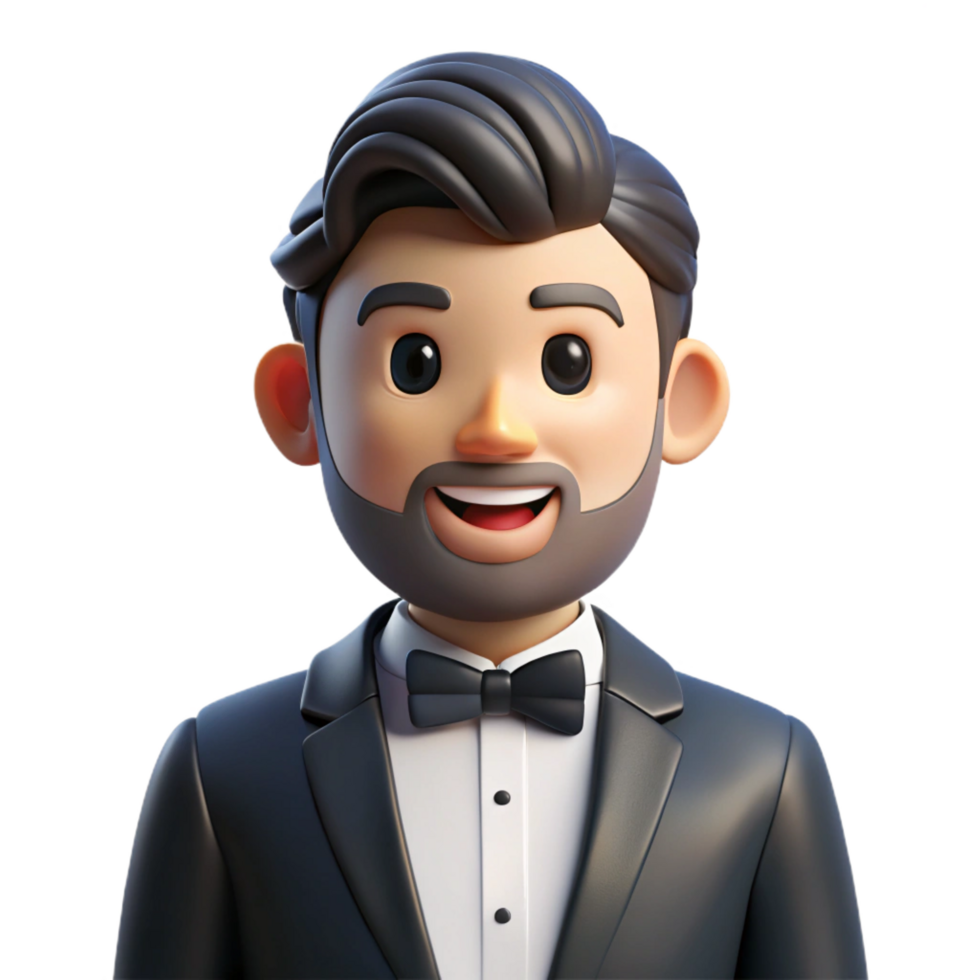 mesmerizing nostalgic artistic Groom in tuxedo with Transparent Background fine detail png