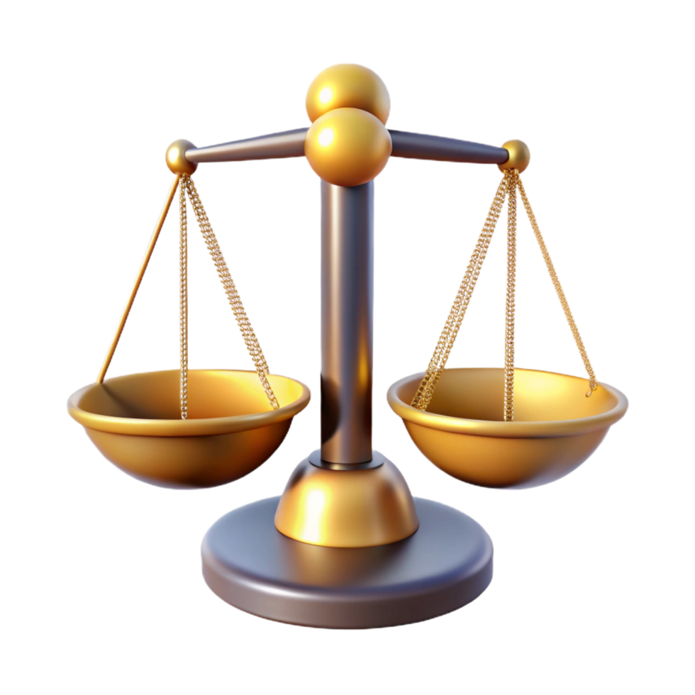 exceptional rustic A set of scales of justice with Transparent Background crisp png