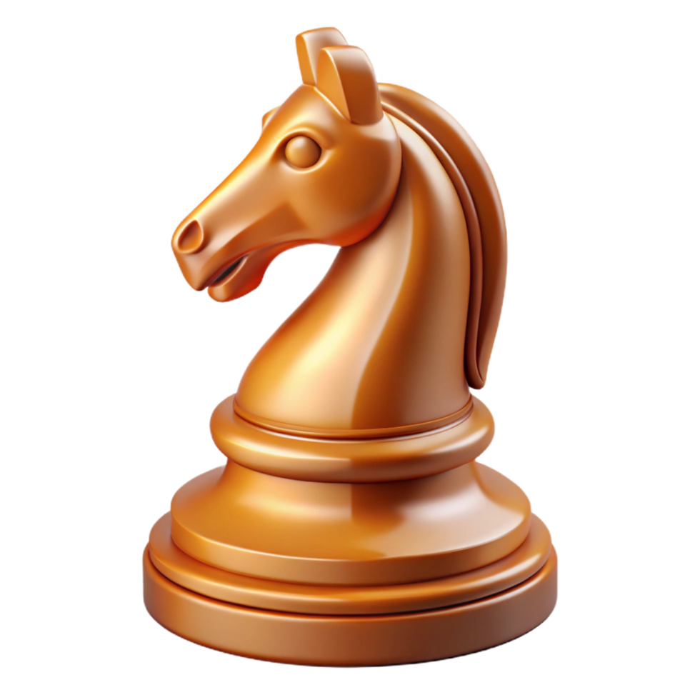 exquisite rustic Hyper-specific, professional render of a single, polished, wooden chess piece, the knight, isolated cutout with Transparent Background high resolution png