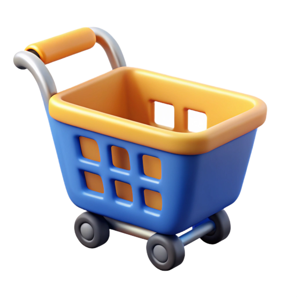 fascinating playful minimalist E-commerce shopping cart icon with Transparent Background museum quality png