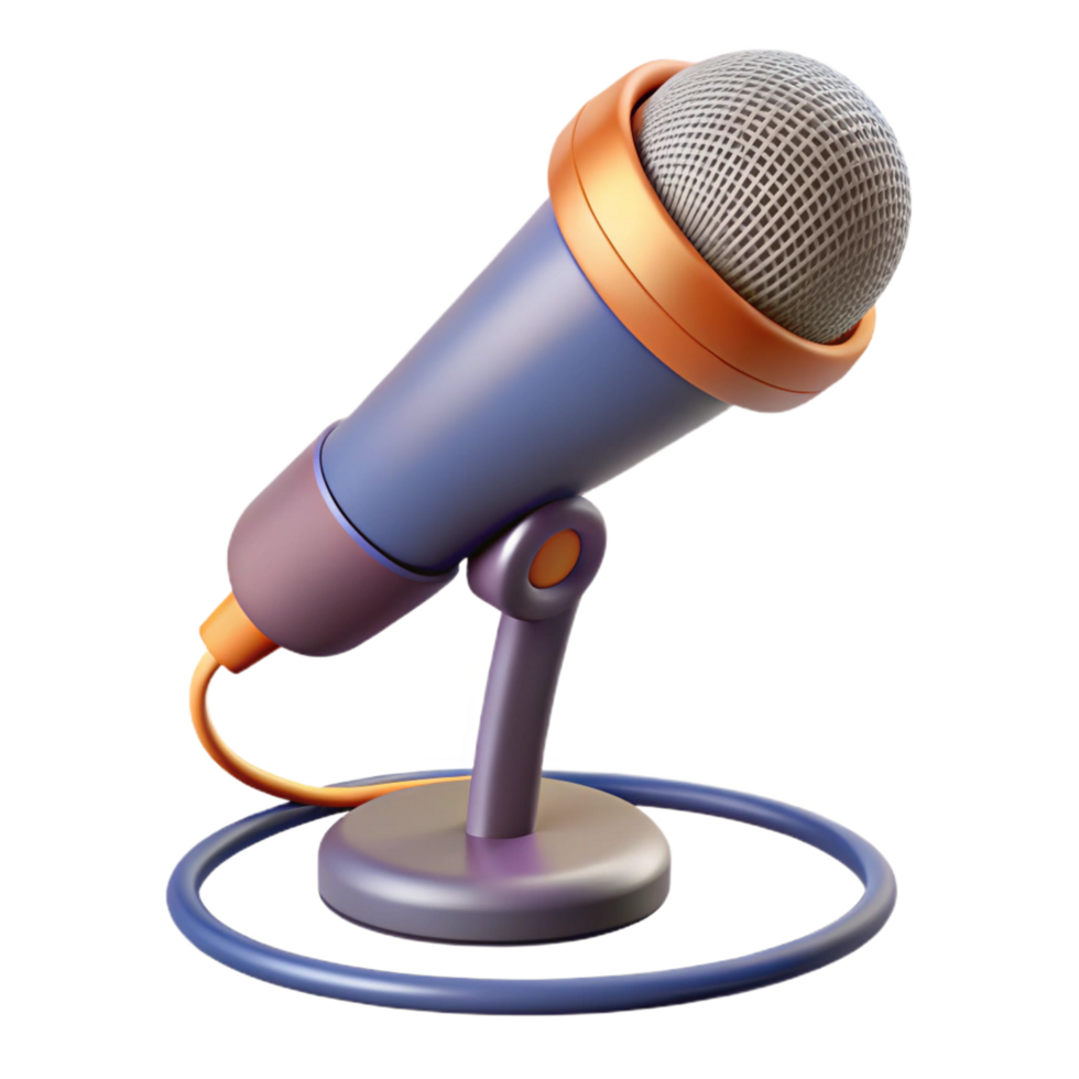 mysterious alluring Microphone with stand and XLR cable with Transparent Background perfect clarity png