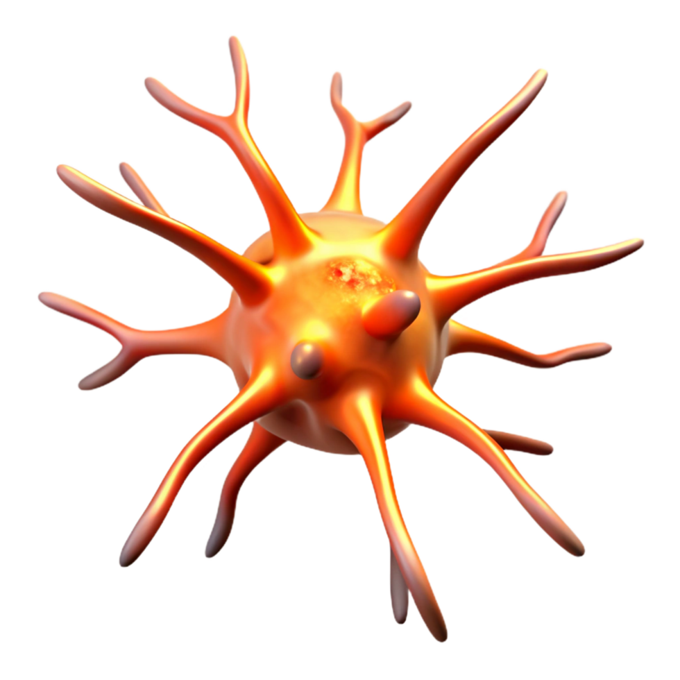 captivating intense minimalist Isolated cutout, concept art style, single, hyper-detailed neuron, synapses firing, professional render with Transparent Background genuine png
