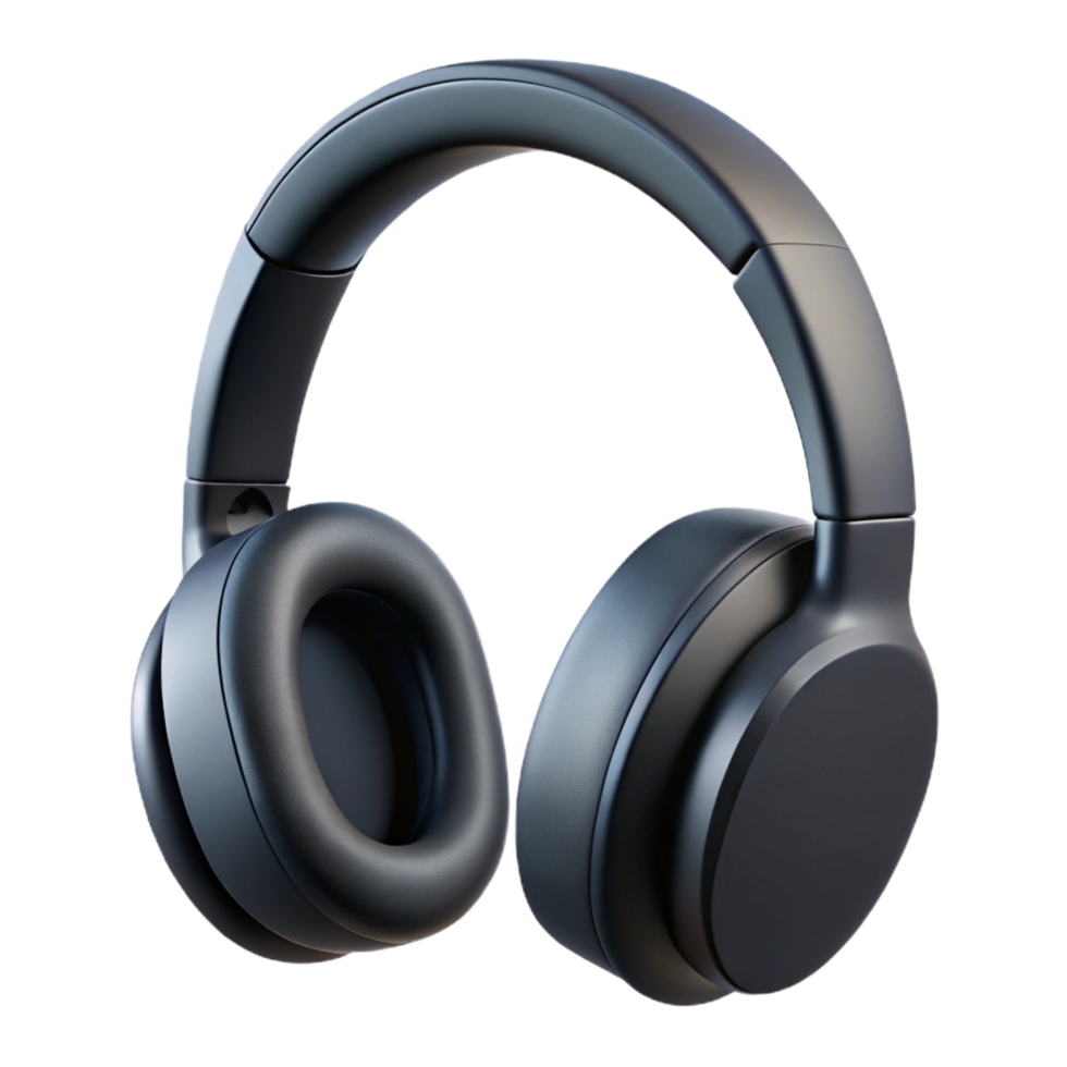 distinguished surreal A pair of wireless headphones, sleek and black with Transparent Background detailed png