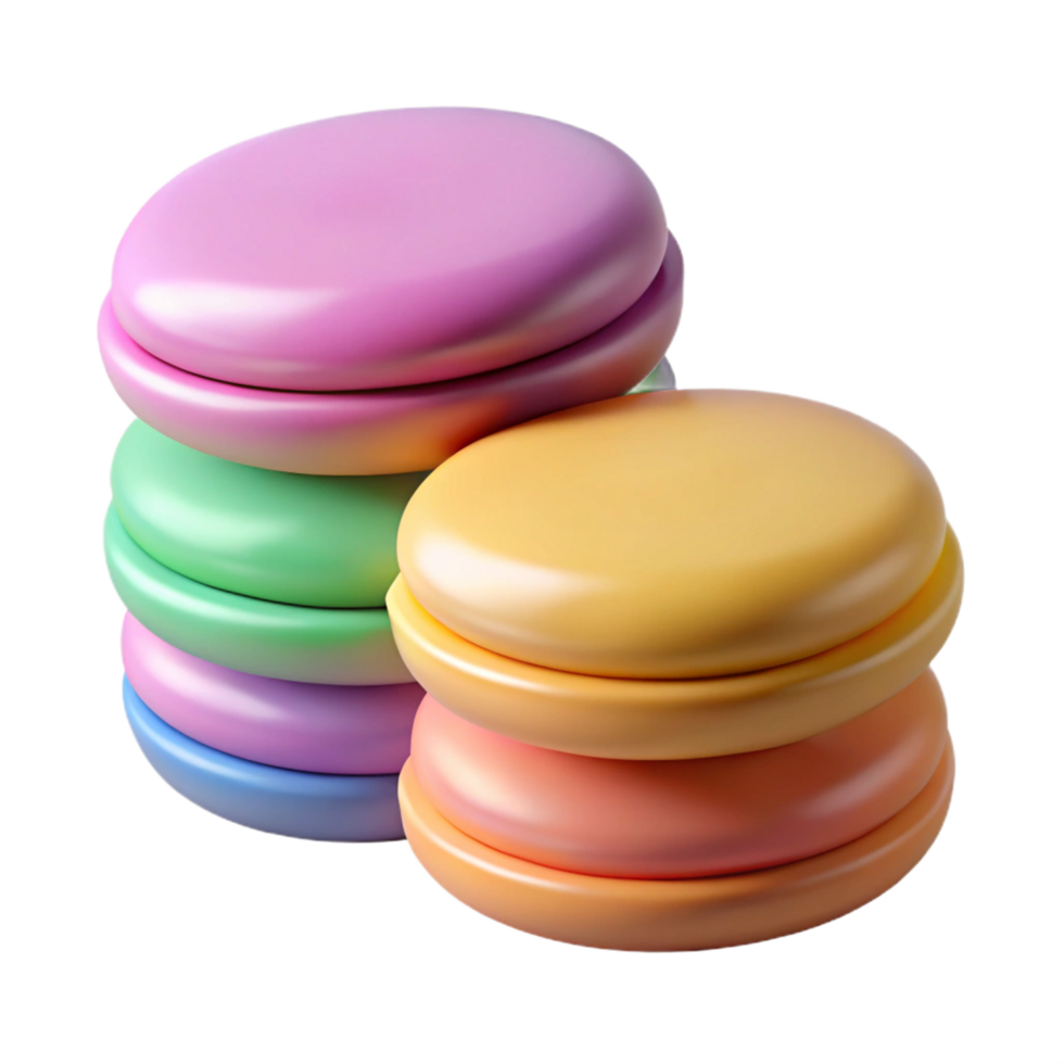 exceptional creative A stack of colorful macarons in pastel shades with Transparent Background authentic png