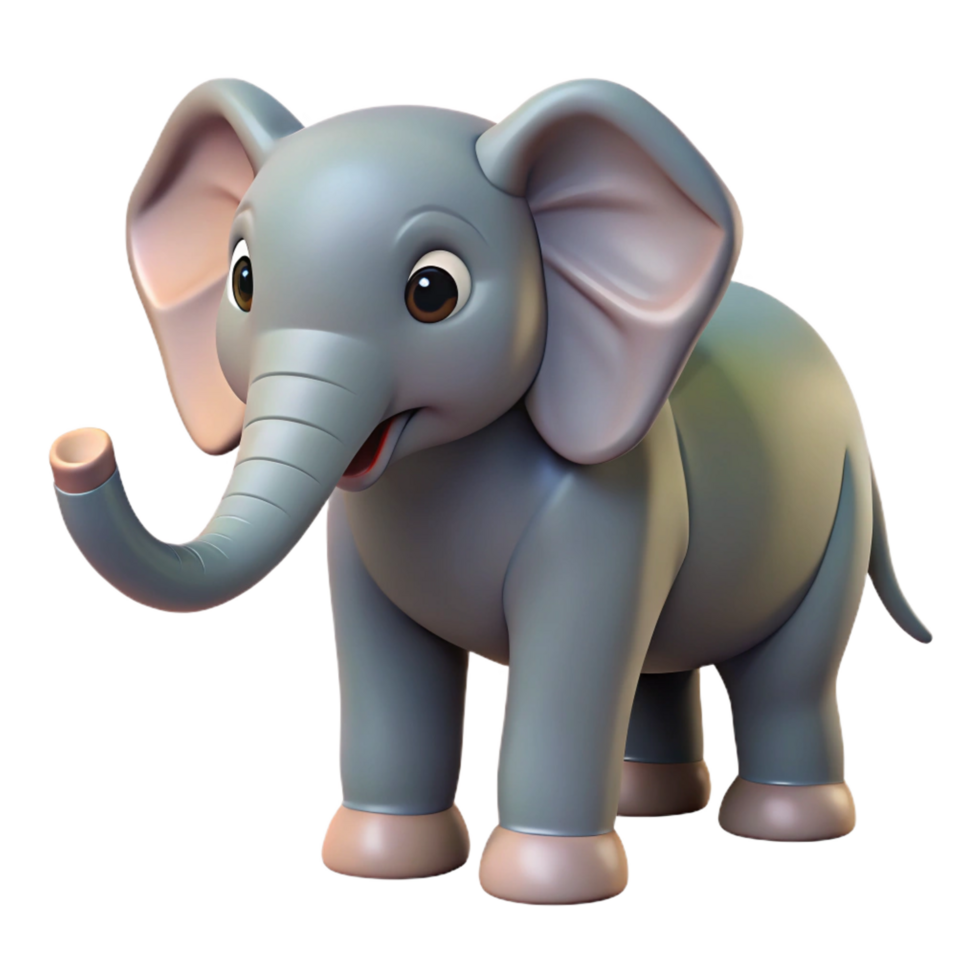 impressive joyful futuristic Elephant with trunk raised with Transparent Background high quality png