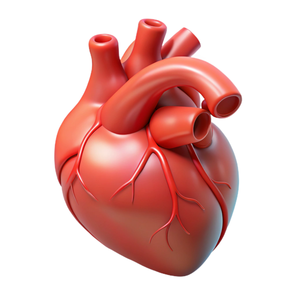 majestic gothic Photorealistic, hyper-specific render of a single, human heart with visible arteries and veins Isolated cutout with Transparent Background perfect clarity png