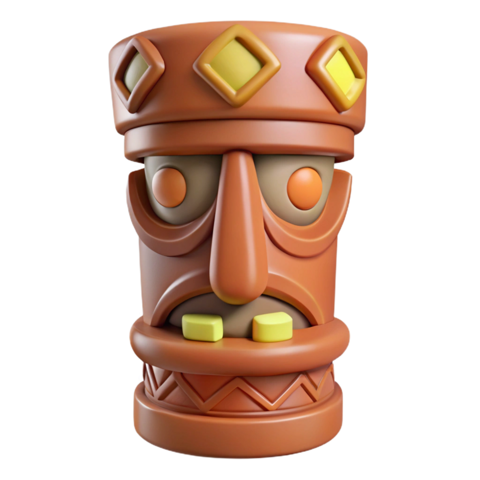 melancholic captivating Concept art style, isolated cutout of a single tribal totem carved from a single piece of wood with Transparent Background top-tier png