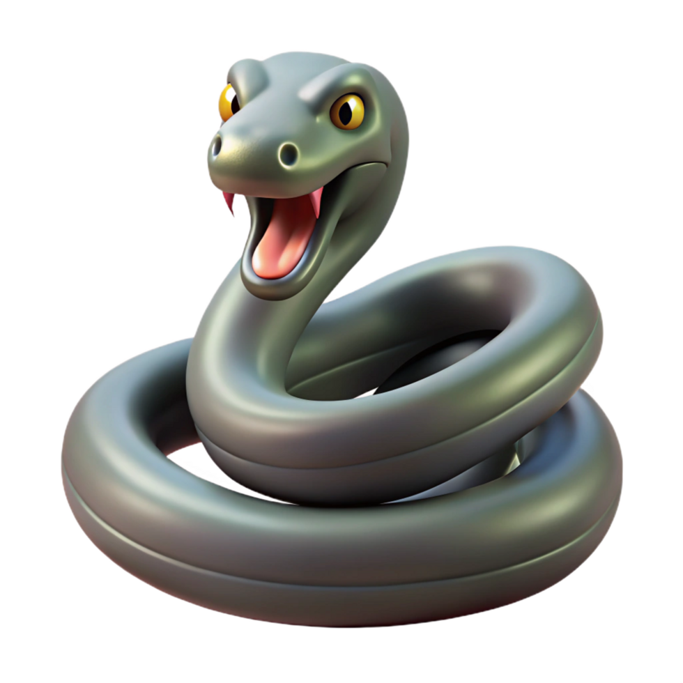 harmonious enchanting Snake, coiled, scales, forked tongue, with Transparent Background crisp png