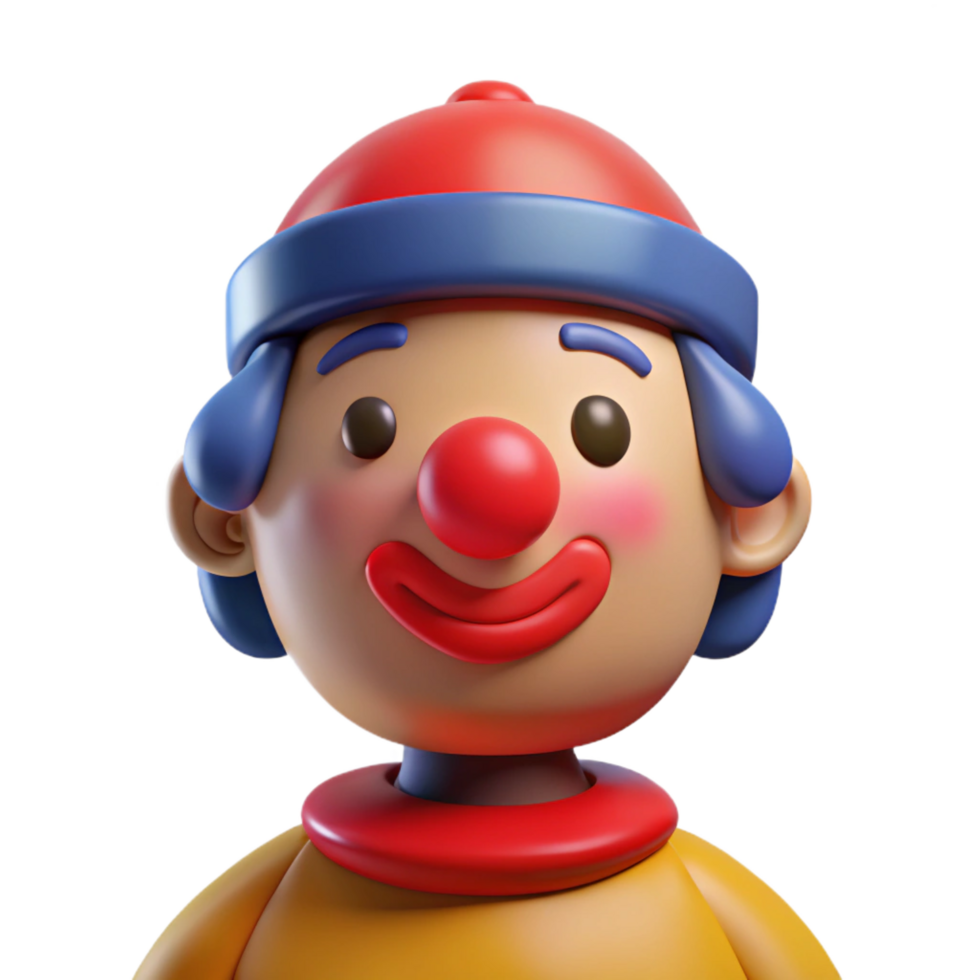 sumptuous bold urban Clown with red nose with Transparent Background museum quality png
