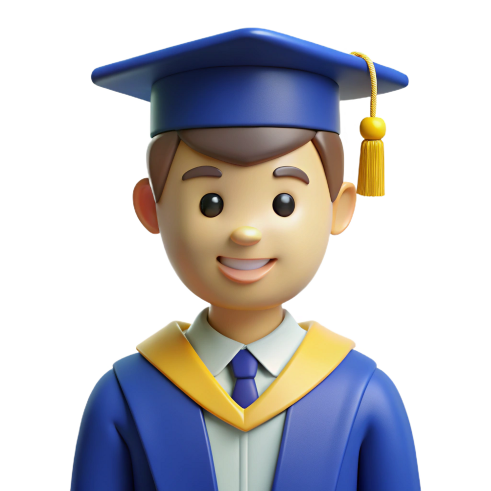 harmonious magnificent Graduate in cap and gown with Transparent Background artisan png