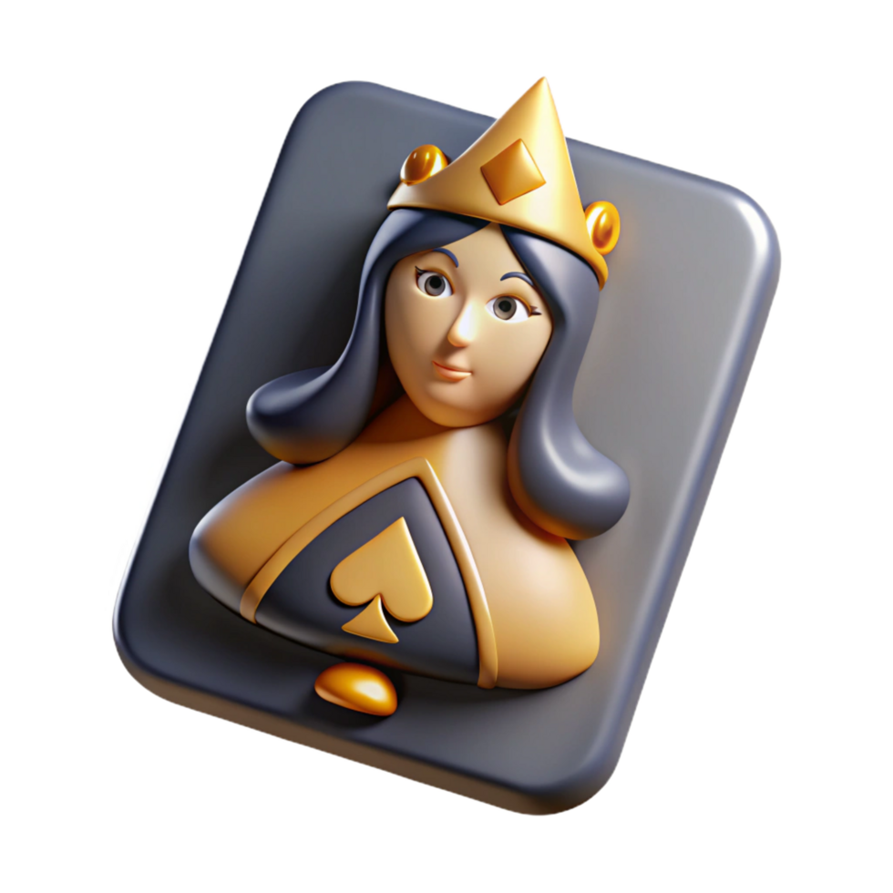 gorgeous tranquil minimalist Concept art style, isolated cutout, hyper-specific Art Nouveau playing card, Queen of Spades, stylized figure with Transparent Background detailed png