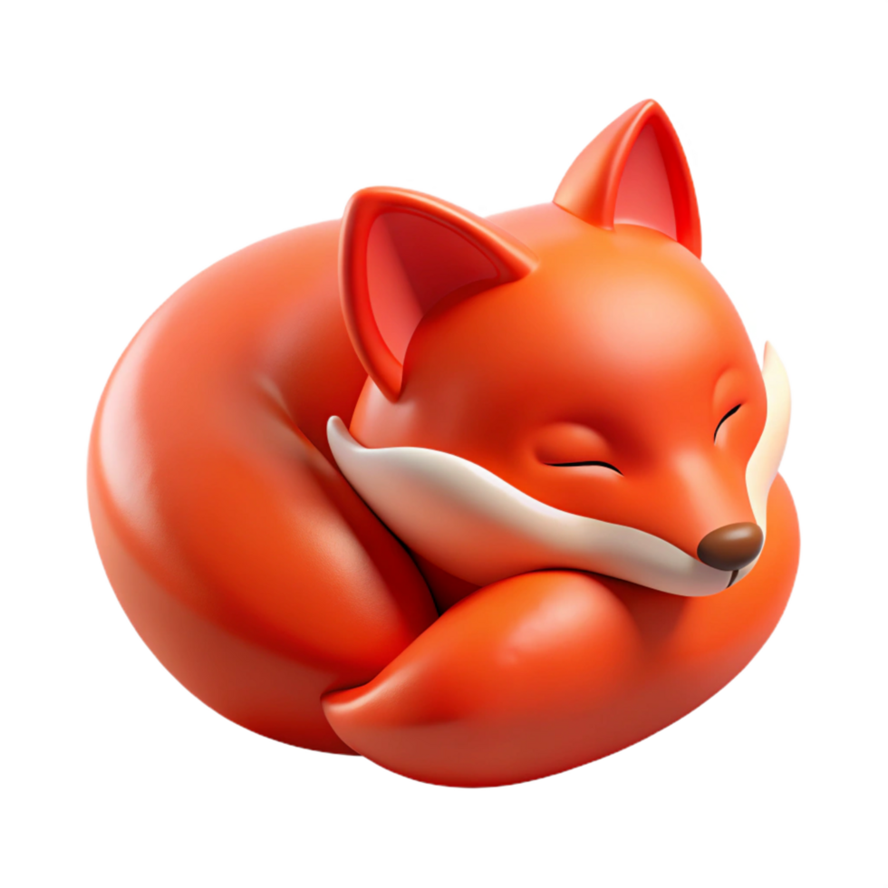 majestic standout Concept art style isolated cutout of a single red fox Vulpes vulpes kit, curled up sleeping, with Transparent Background png