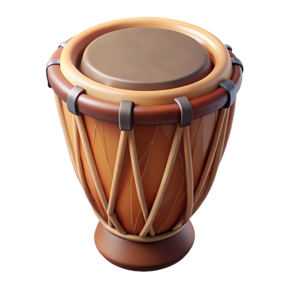 mysterious radiant Photorealistic ultra-detailed isolated cutout of a tribal drum made of stretched animal hide and a wooden frame with Transparent Background exclusive png