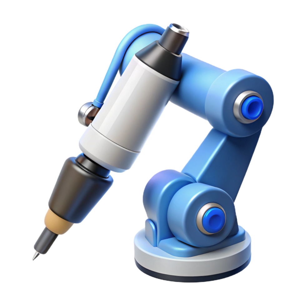 wonderful playful abstract Robot arm holding a pen with Transparent Background perfect clarity png
