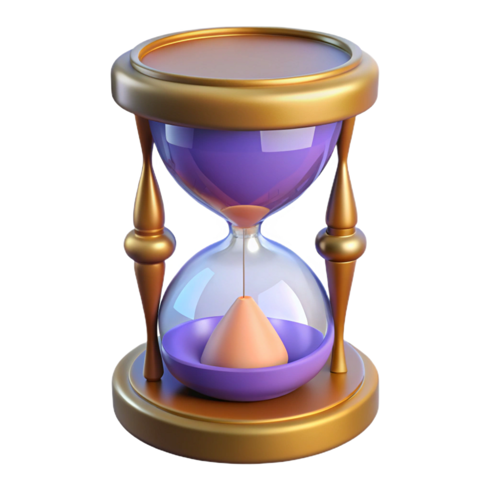 nostalgic breathtaking Hyper-specific, professional render of a vintage hourglass with Transparent Background sharp png