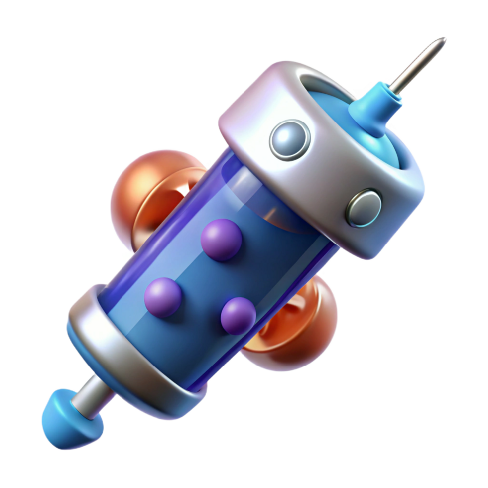 hypnotic dreamy classic Advanced medical syringe with nanobots with Transparent Background artisan png