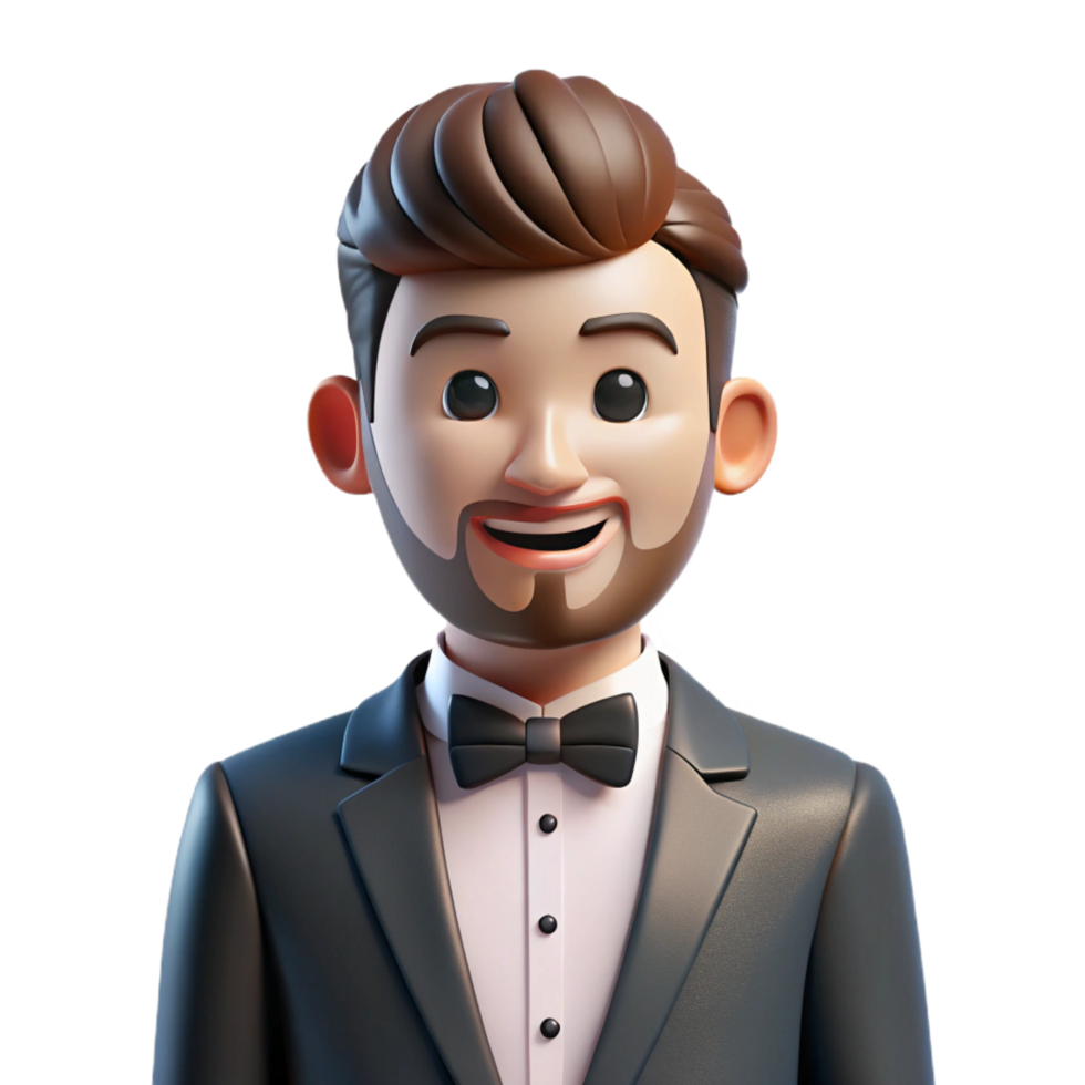 pristine peaceful geometric Groom in tuxedo with Transparent Background high resolution png