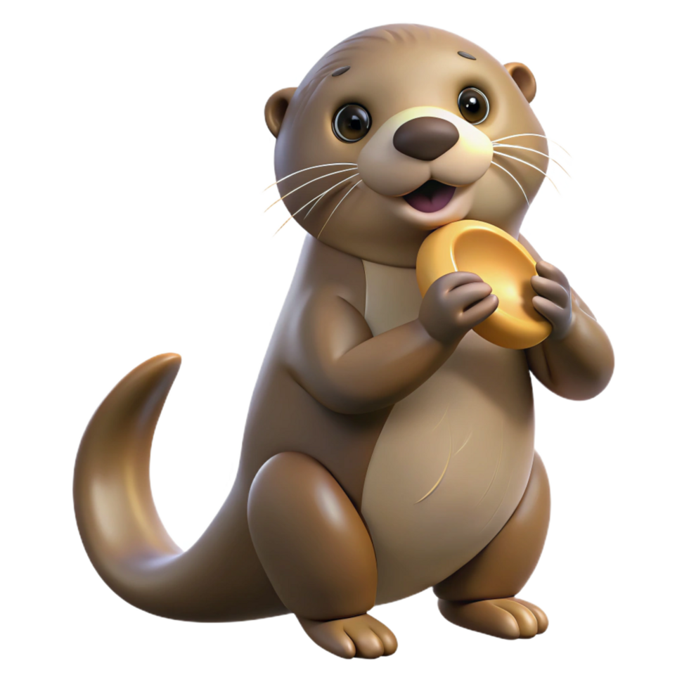 harmonious exquisite A playful sea otter, holding a shell with Transparent Background gallery standard png
