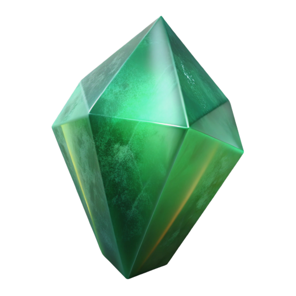 elegant renaissance Concept art style, isolated cutout of a single, raw emerald crystal with rough edges and natural inclusions with Transparent Background genuine png