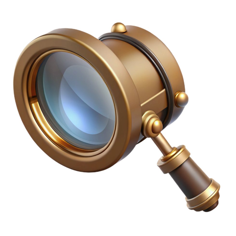 impressive abstract Steampunk monocle with a brass frame and adjustable lens with Transparent Background perfect clarity png