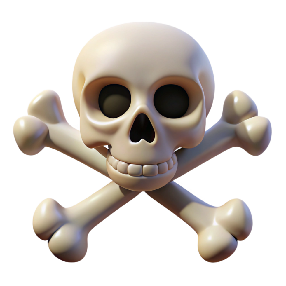 pristine minimalist Skull and crossbones with Transparent Background studio quality png