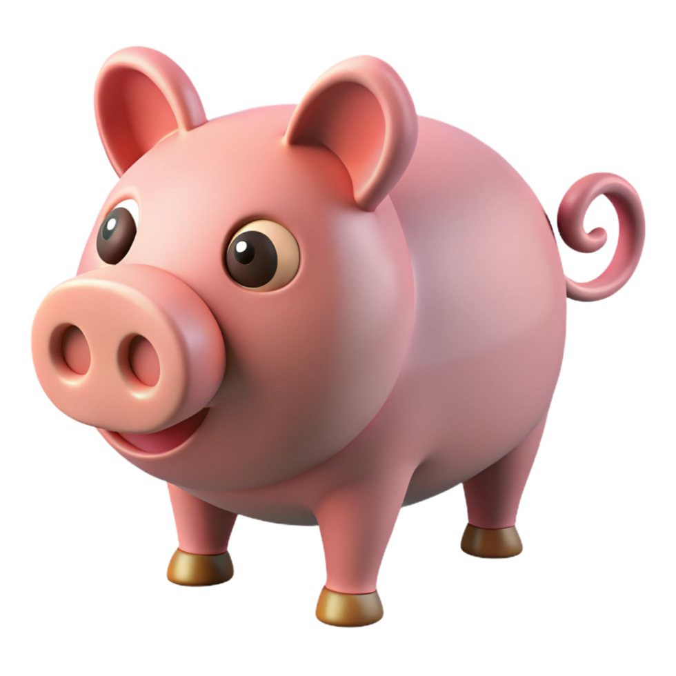 distinguished surreal Pig, pink, curly tail, sniffing with Transparent Background high resolution png
