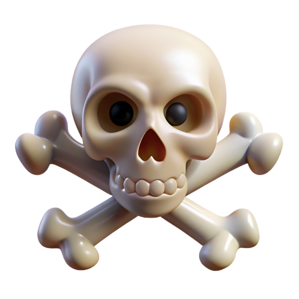 impressive melancholic baroque Skull and crossbones with Transparent Background 8K png