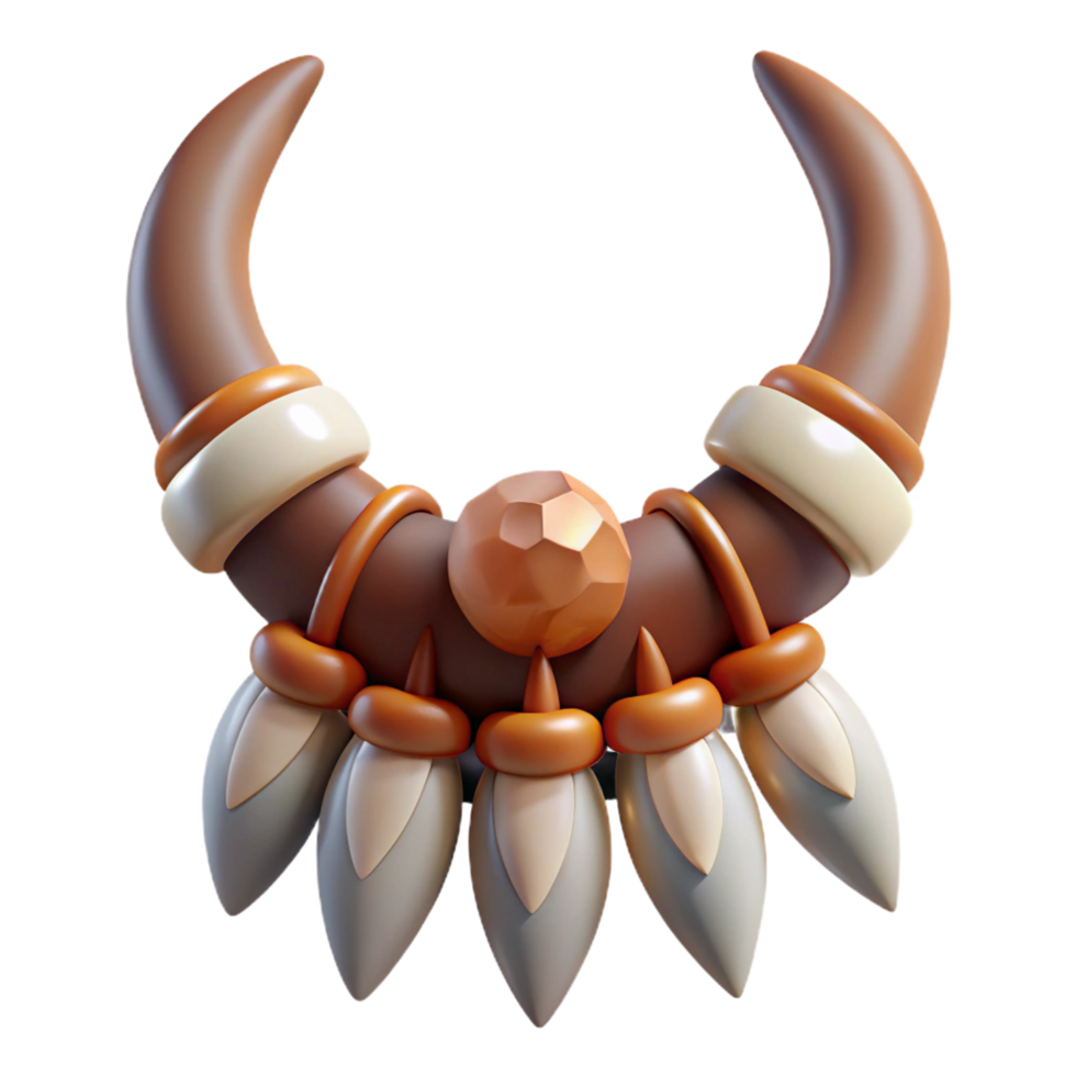 impressive coastal Concept art style, isolated cutout of a tribal chieftain's necklace made of animal teeth and claws with Transparent Background refined png