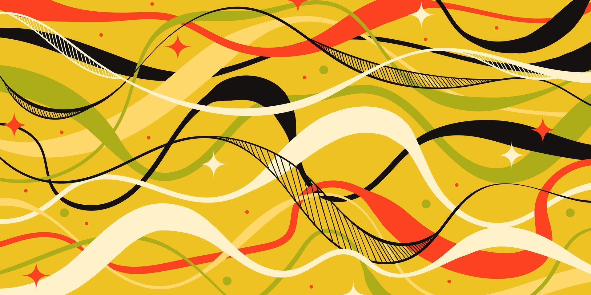 Colorful Abstract Fluid Lines with Stars and Motion Effect. Perfect for cards, print, posters, banners, web, branding vector