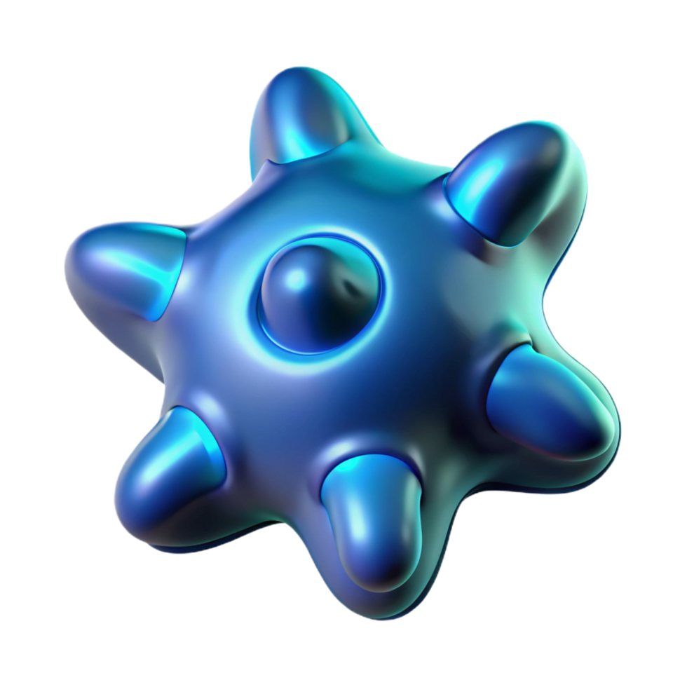 memorable elegant Hyper-specific, professional render, isolated cutout of a single, bioluminescent space amoeba, concept art style with Transparent Background sharp png