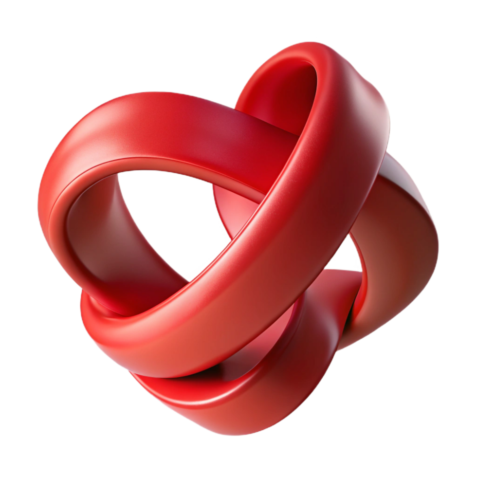 glorious sought-after Ultra-detailed, isolated cutout of a single, abstract, flowing ribbon, crimson red, with complex folds and twists with Transparent Background png